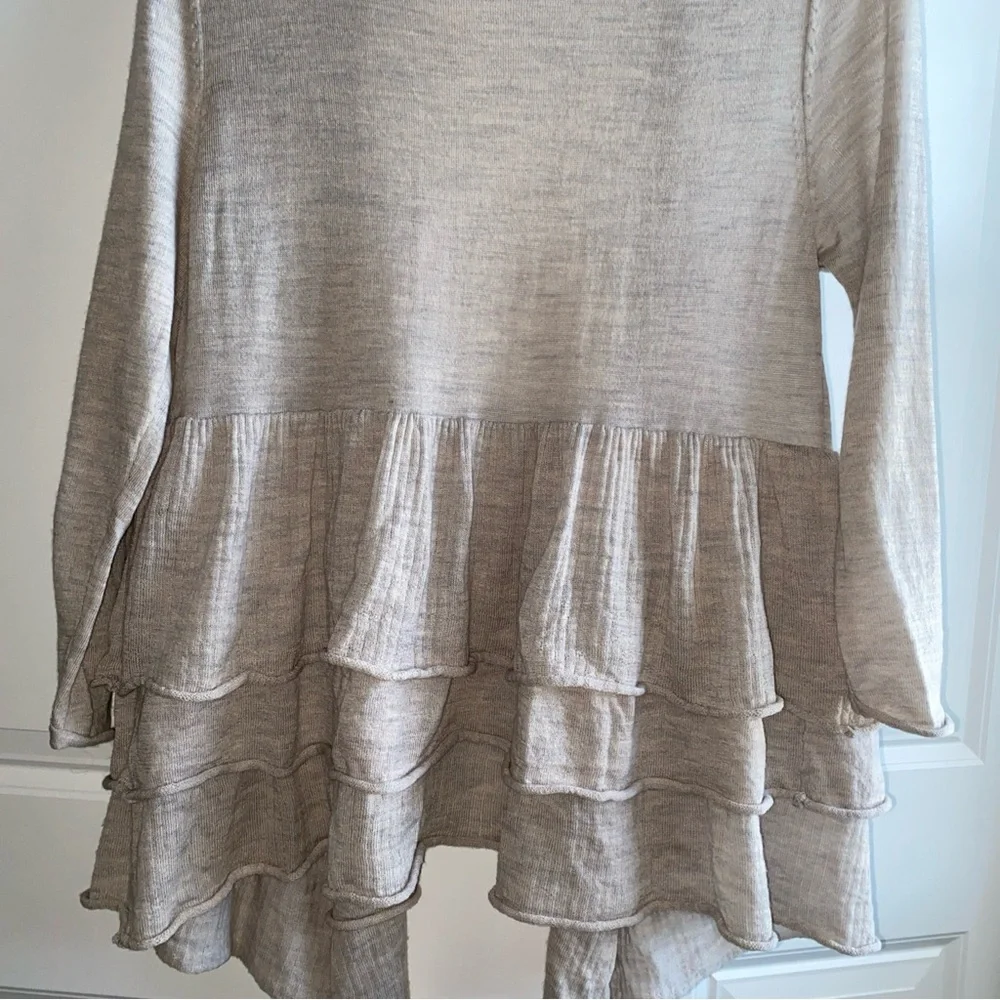 Garnet Hill Merino Wool Cardigan Sweater Medium‎ Tired Ruffles * READ Below